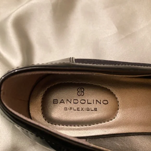 Bandolino Latera Black Wedge Slip-On Loafer Flats Faux Leather Size 6 VGUC - Picture 6 of 14